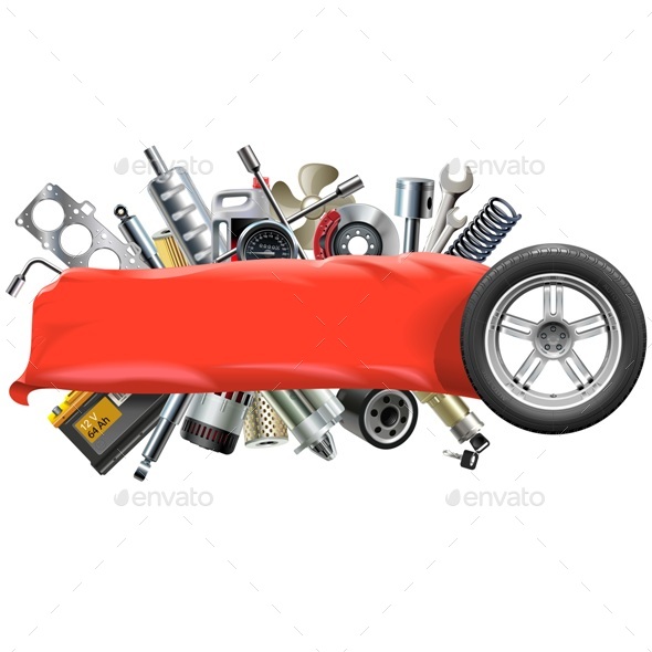 Vector Banner with Car Spares - Industries Business