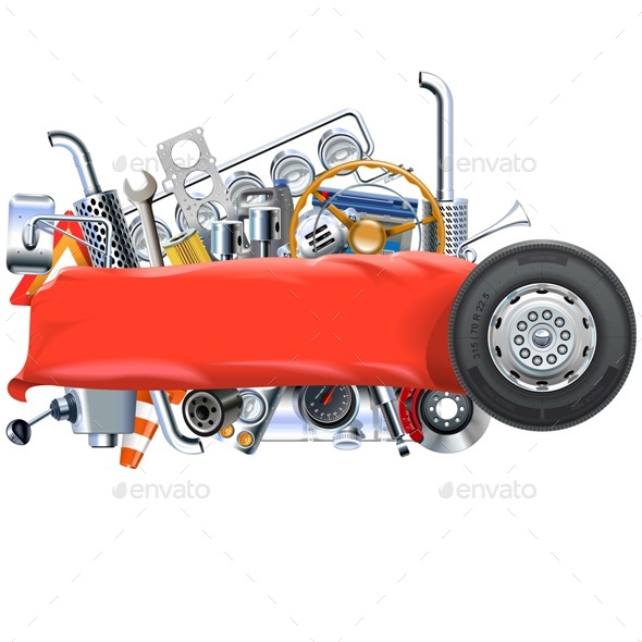Vector Banner with Truck Spares - Industries Business