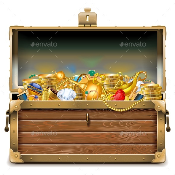 Wooden Chest with Gold - Miscellaneous Vectors