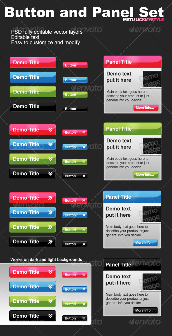 Panels and Button Set - Buttons Web Elements