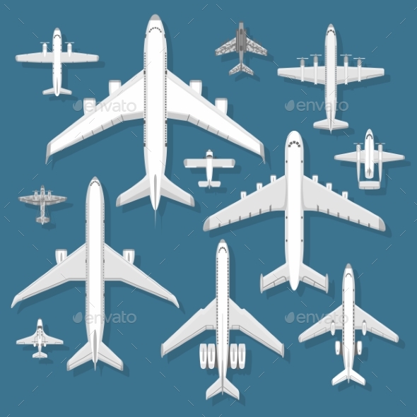 Airplane Top View Vector Illustration - Man-made Objects Objects