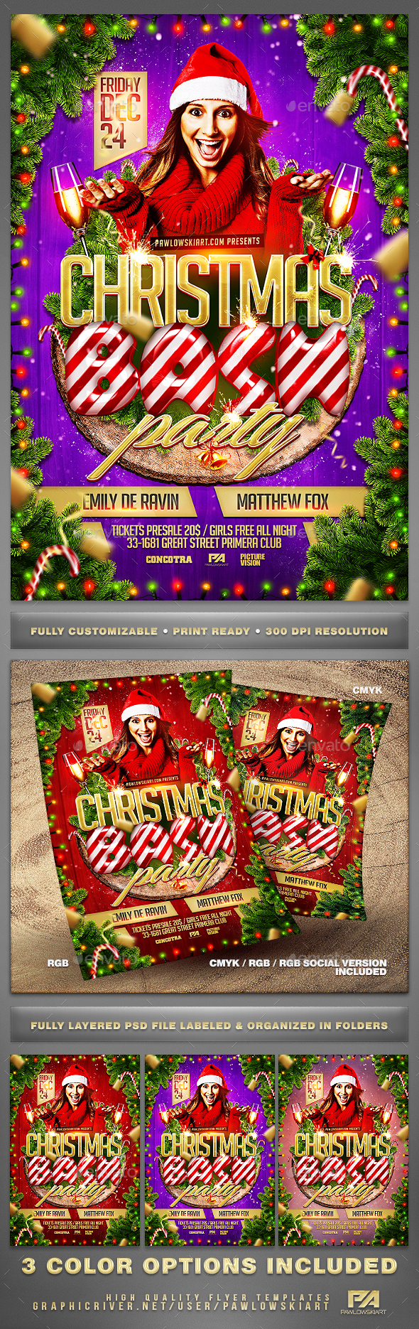 Christmas Bash Party Flyer Template - Holidays Events