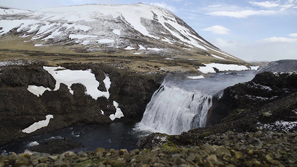 Waterfall And Mountain, Iceland alt