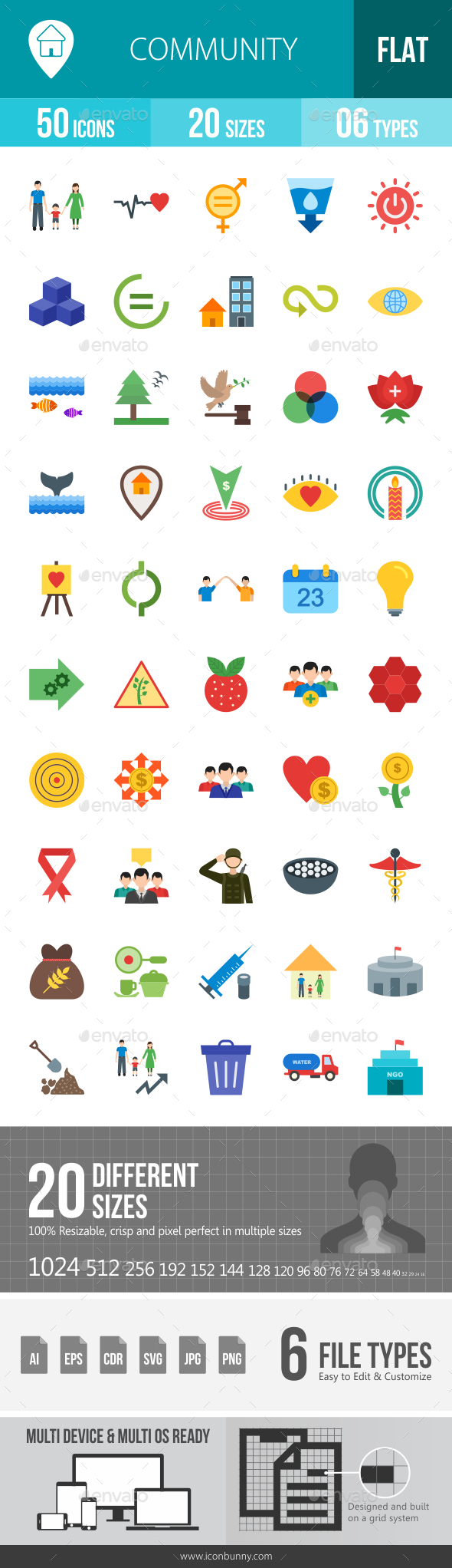 Community Flat Multicolor Icons - Icons