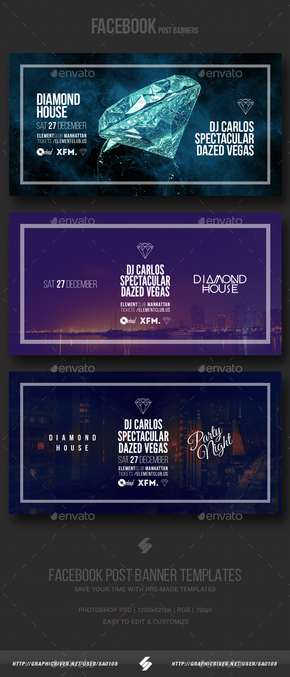 Electronic Music Party Vol4 - Facebook Post Banner Templates - Social Media Web Elements