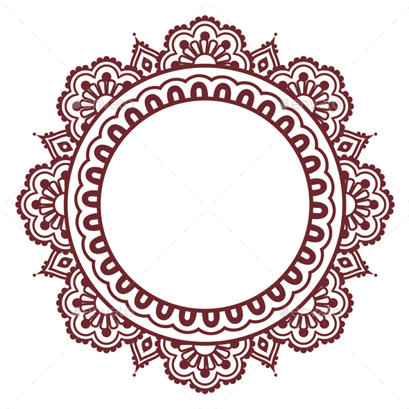 Indian Henna Floral Round Pattern - Mehndi - Decorative Symbols Decorative