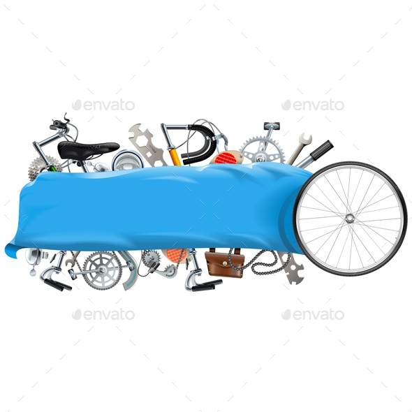 Vector Banner with Bicycle Spares - Sports/Activity Conceptual