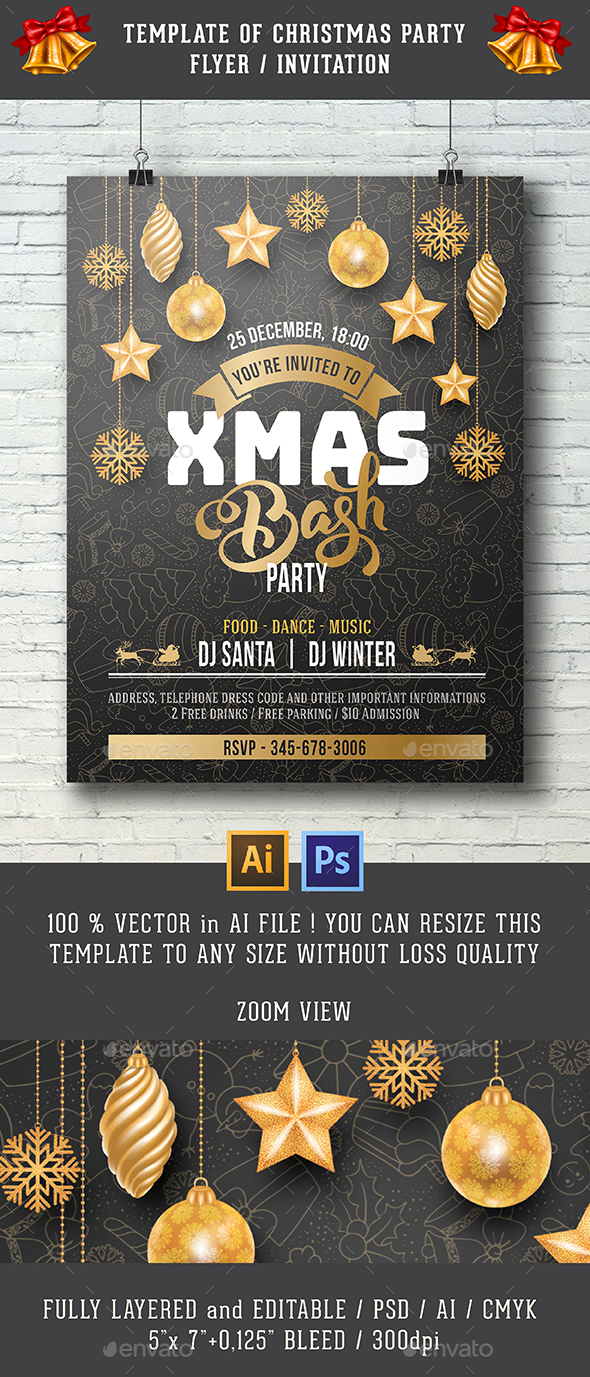 Template For Christmas Party Invitation - Clubs & Parties Events