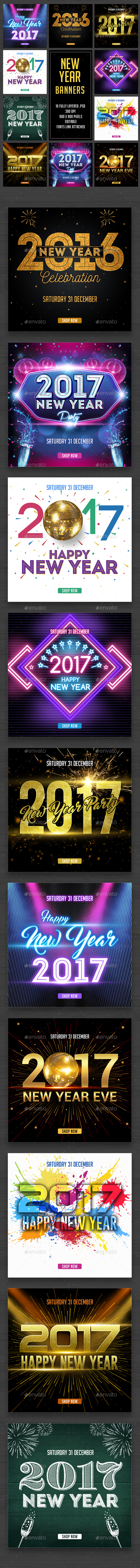 New Year Banners - Banners & Ads Web Elements