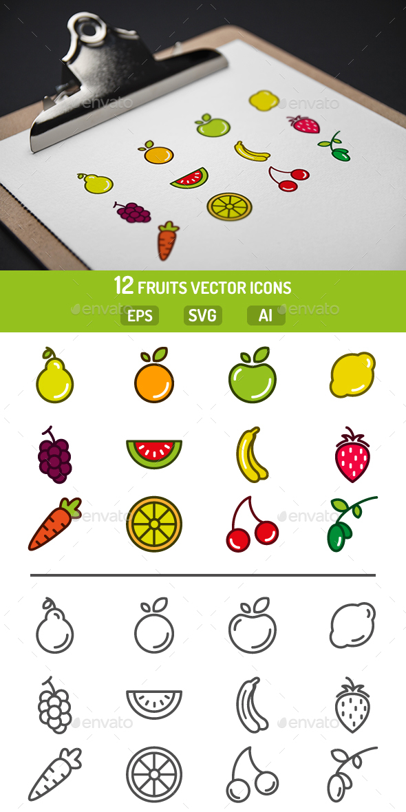 Fruits Icons - Food Objects