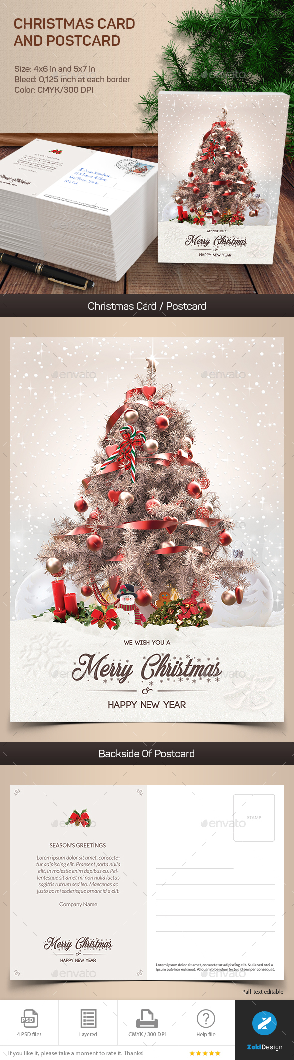 Greeting Christmas Card and Postcard - Holiday Greeting Cards