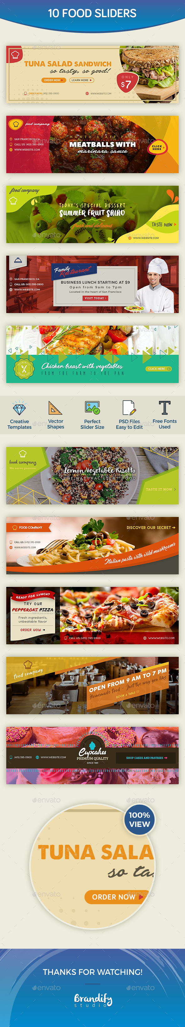 Food Sliders - Sliders & Features Web Elements