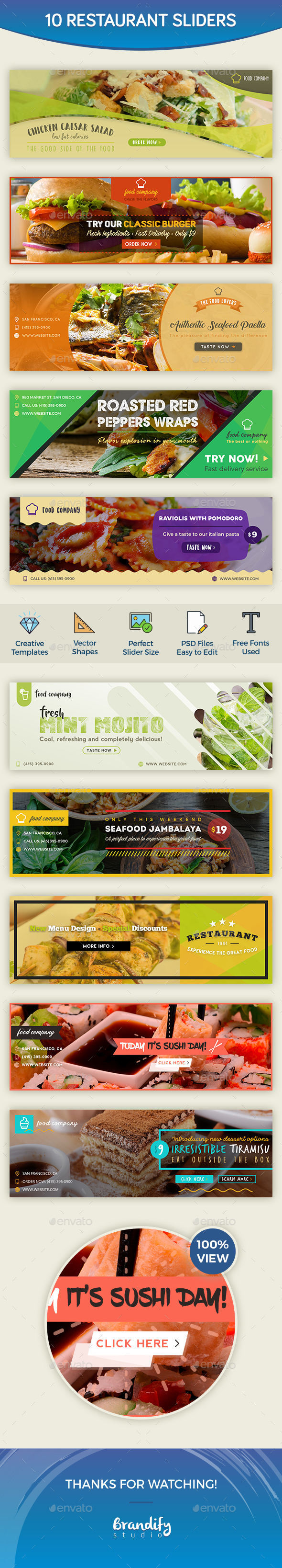 Restaurant Sliders - Sliders & Features Web Elements