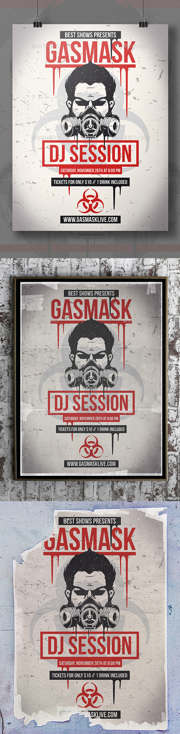 Gas Mask Flyer Template - Clubs & Parties Events