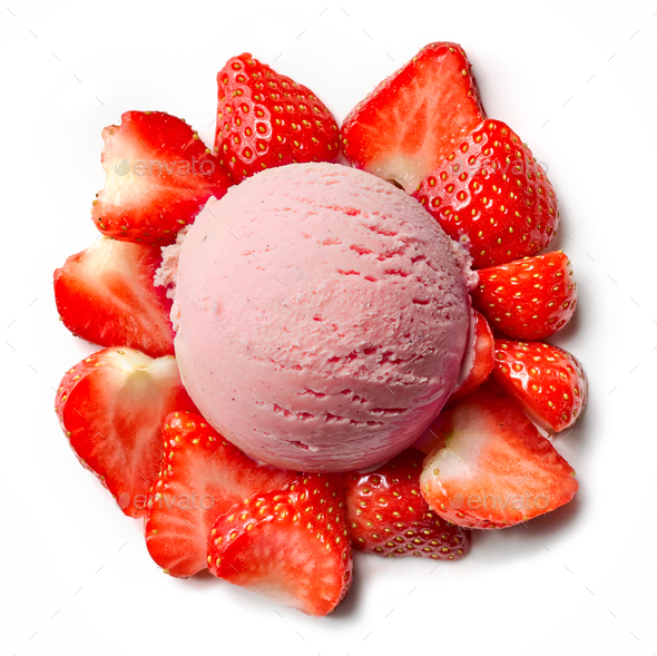 pink ice cream scoop Stock Photo by magone