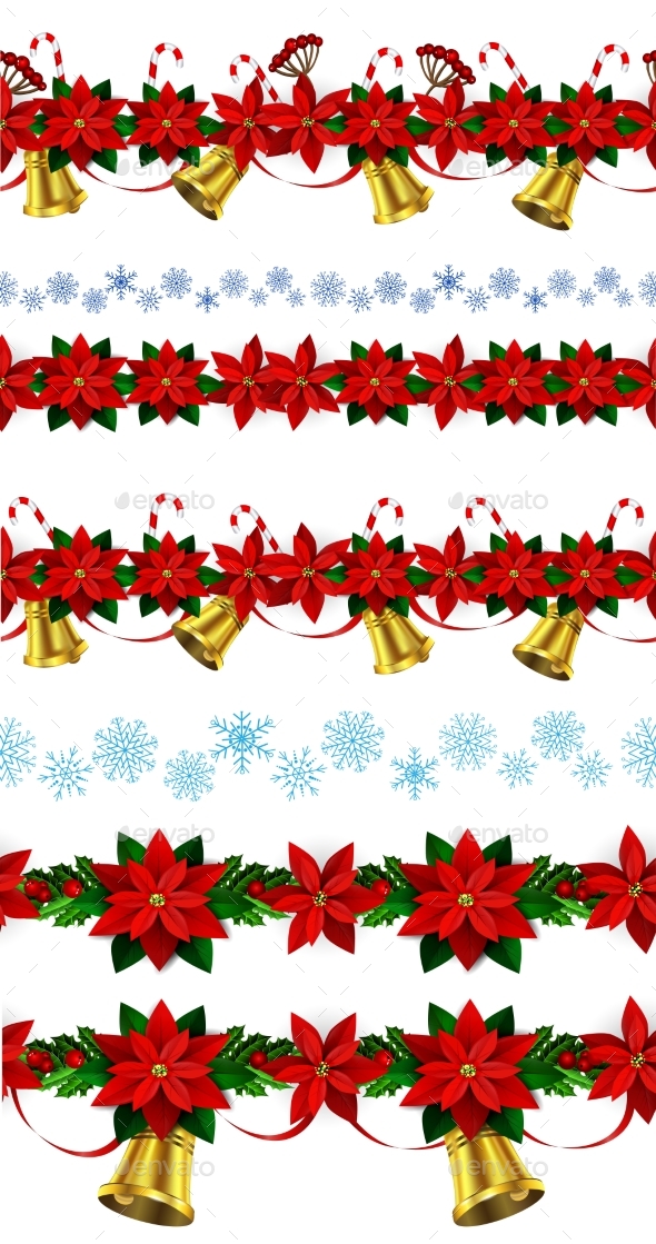 Set Of Seamless Christmas Borders - Christmas Seasons/Holidays