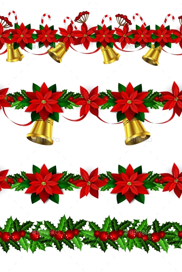 Set Of Seamless Christmas Borders - Christmas Seasons/Holidays