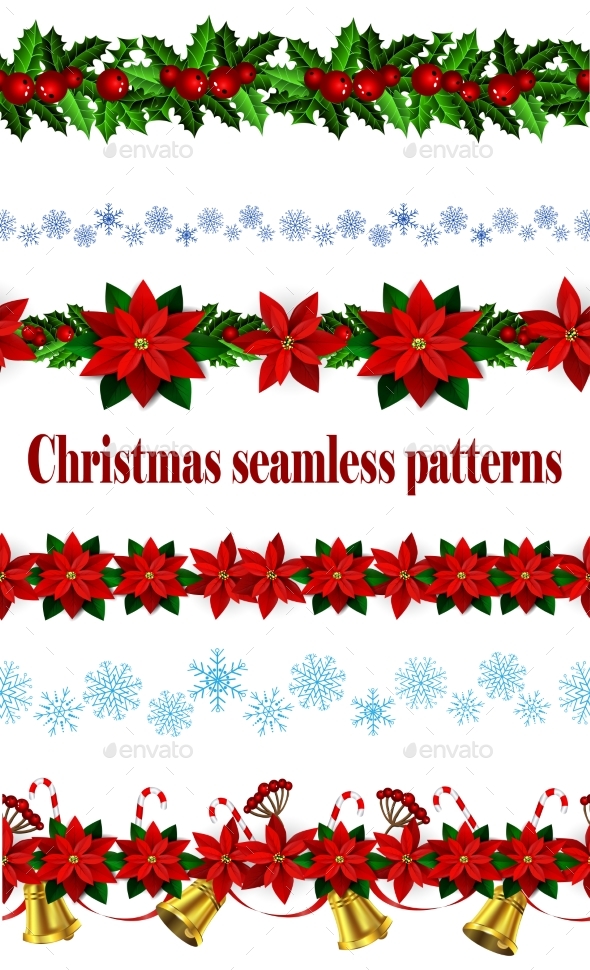 Set Of Seamless Christmas Borders - Christmas Seasons/Holidays