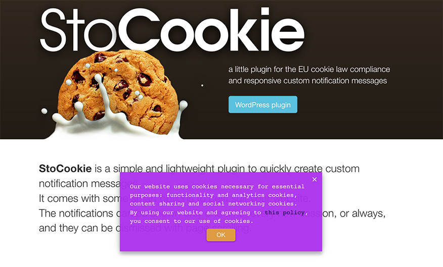 StoCookie jQuery plugin - Cookie Law Compliance and Custom Notifications
