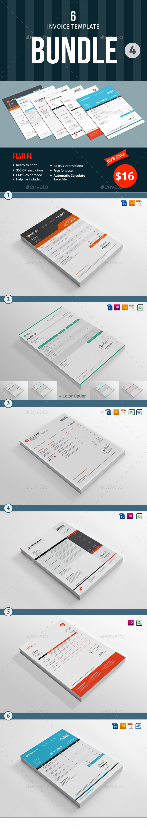 Invoice Template Bundle - 4 - Proposals & Invoices Stationery