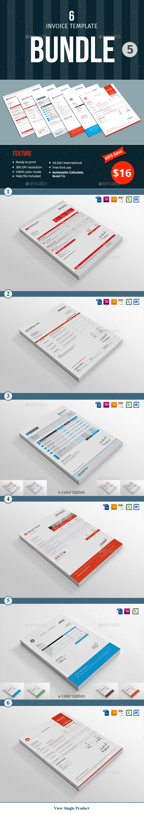 Invoice Template Bundle - 5 - Proposals & Invoices Stationery