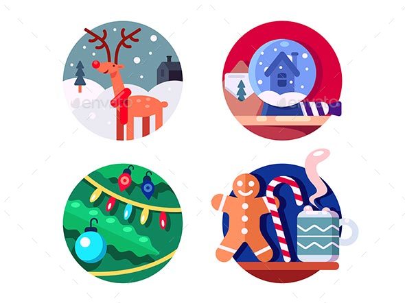 North Christmas Reindeer - Web Elements Vectors