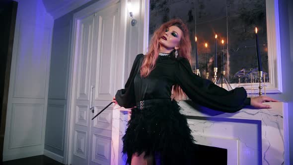 Gothic Image Sexy Witch Halloween Close Up alt