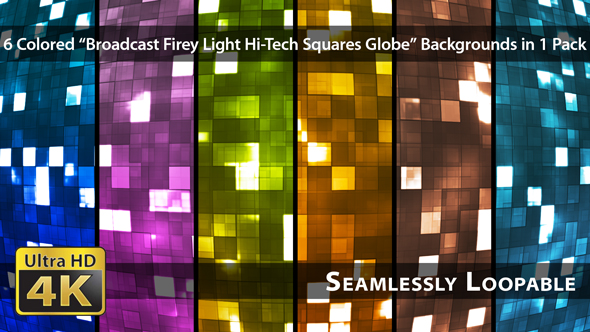 Broadcast Firey Light Hi-Tech Squares Globe - Pack 01, Motion Graphics