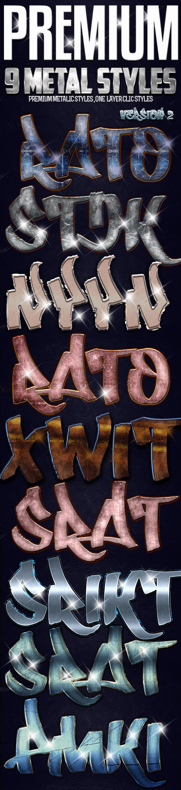 Premium 9 Metal Styles V2 - Styles Photoshop