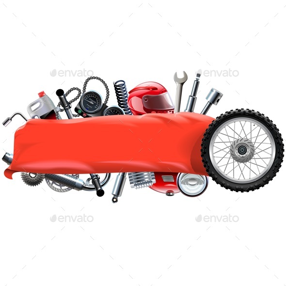 Vector Banner with Motorcycle Spares - Industries Business