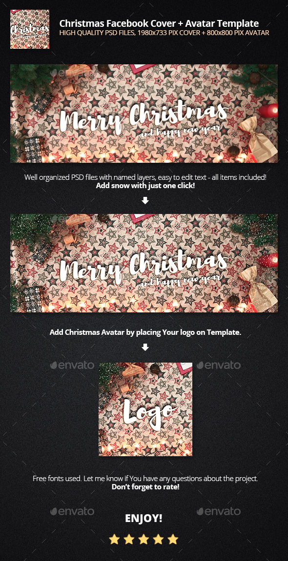 Christmas Facebook Cover + Avatar Template - Facebook Timeline Covers Social Media