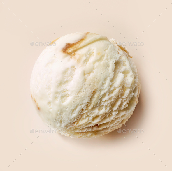 Caramel ice cream ball Stock Photo