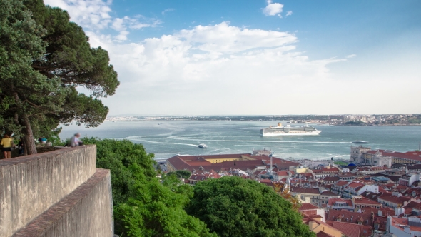 View Of The Historical Lisbon Baixa Downtown And Tagus River, From The Sao Jorge St. George Castle alt