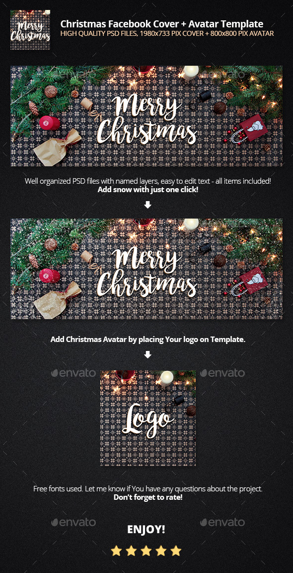 Christmas Facebook Cover + Avatar Template - Facebook Timeline Covers Social Media
