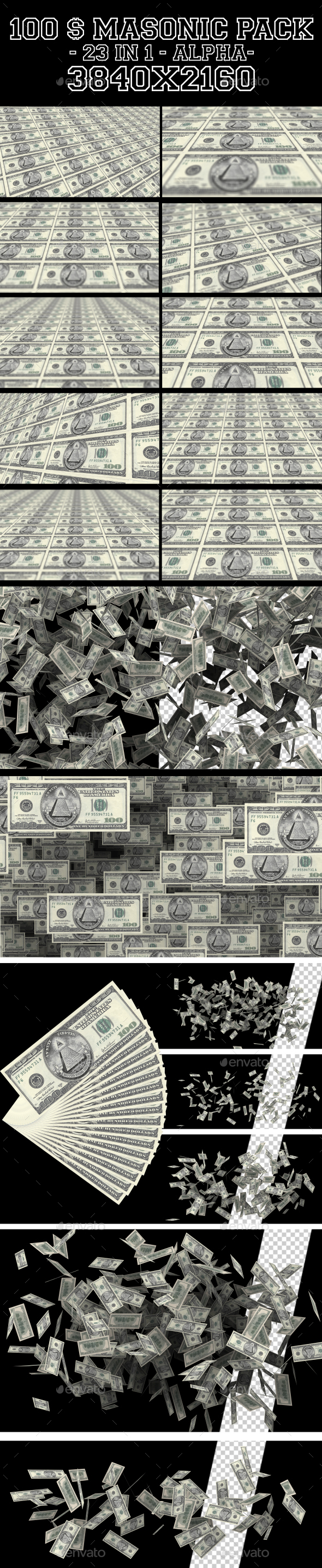 100 Masonic Dollars Pack 23 in 1 - 3D Backgrounds