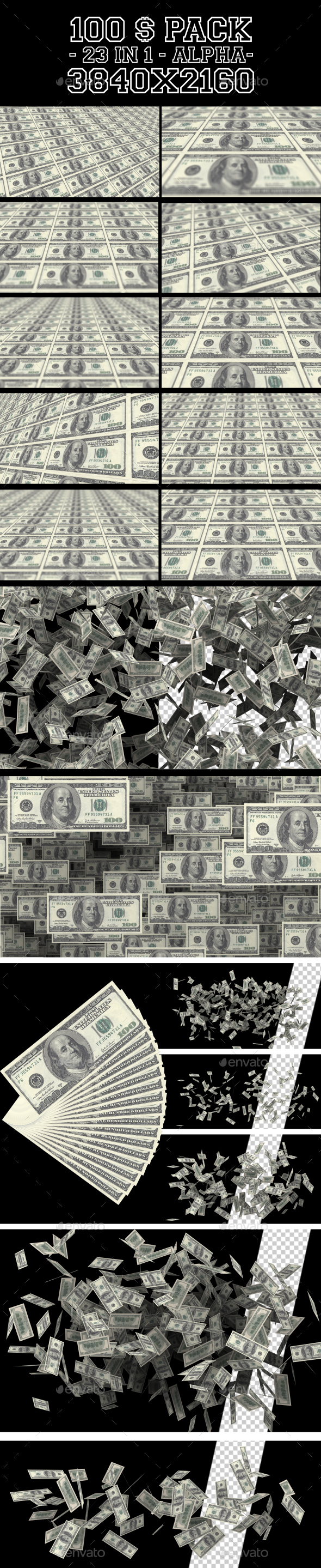100 Dollars Pack V2 23 in 1 - 3D Backgrounds