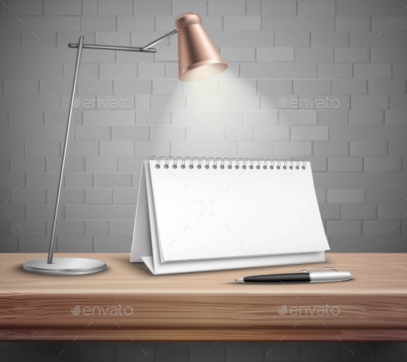 Blank Desk Calendar On Table Concept