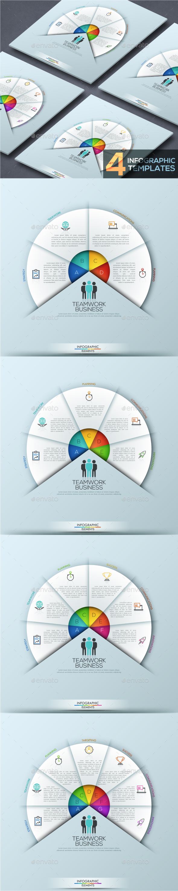 Modern Infographic Circular Template (4 Items) - Infographics