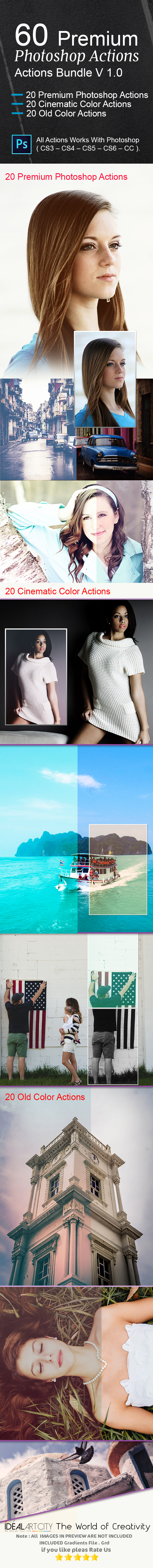 60 Premium Photoshop Actions-Bundle v1 - Actions Photoshop