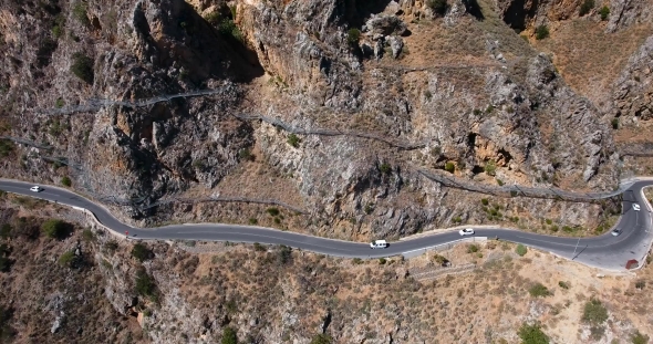 Road In Mountains At Crete Greece