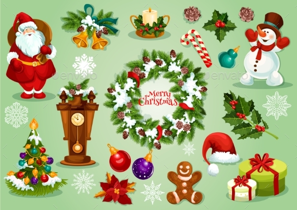 Christmas and New Year Icon Set for Festive Design - Christmas Seasons/Holidays