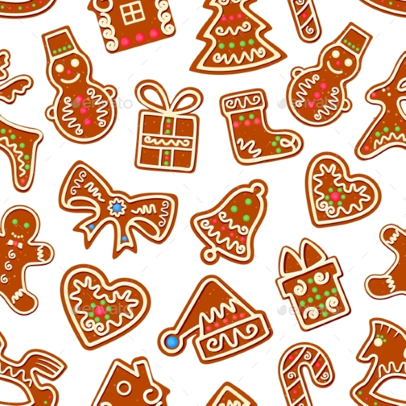 Christmas Gingerbread with Icing Seamless Pattern - Christmas Seasons/Holidays