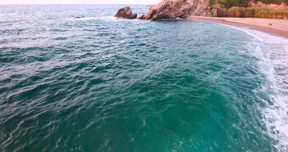 Flying Above Beautiful Sea Shore