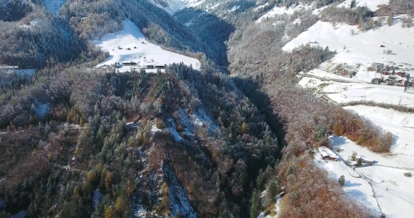 Mountains In Switzerland At Winter Time Aerial View