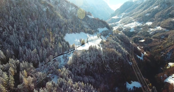 Mountains In Switzerland At Winter Time Aerial View