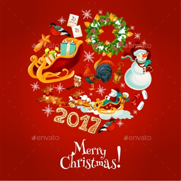Christmas Round Poster for Winter Holidays Design - Christmas Seasons/Holidays