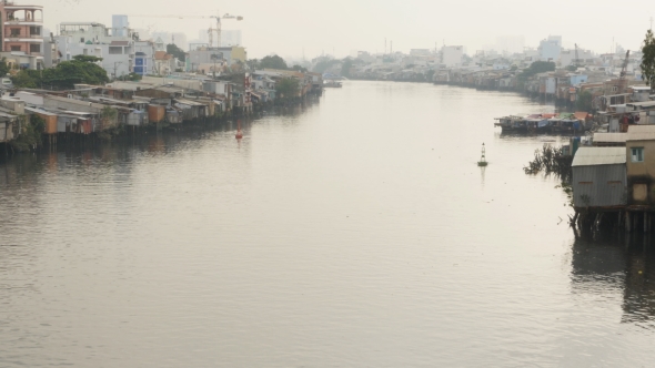 Views Of The City's Slums From The River In Ho Chi Minh City alt