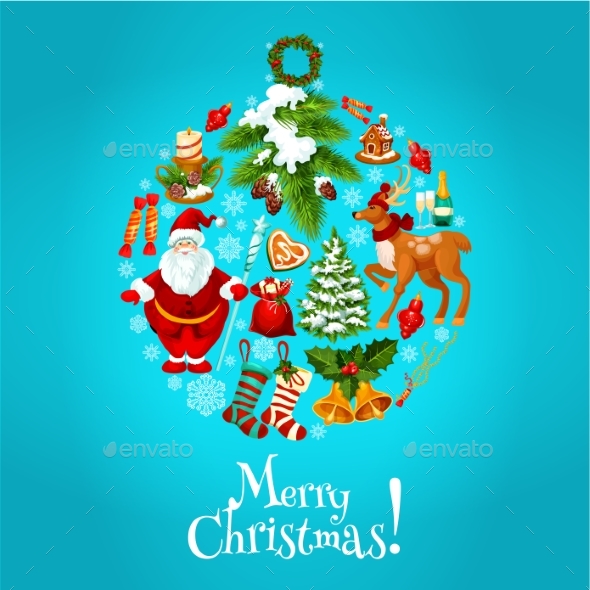 Christmas Round Bauble Ball for Xmas Card Design - Christmas Seasons/Holidays