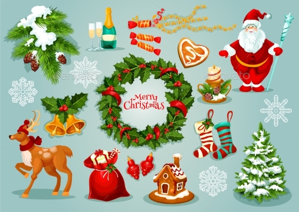 Christmas Day Holidays Celebration Icon Set - Christmas Seasons/Holidays
