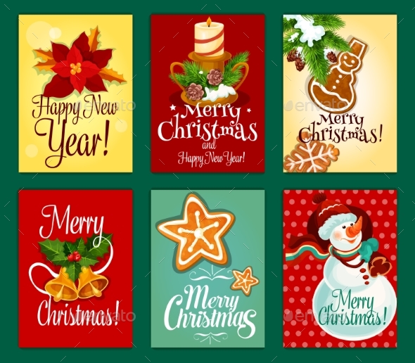 Christmas and New Year Card Set for Holiday Design - Christmas Seasons/Holidays